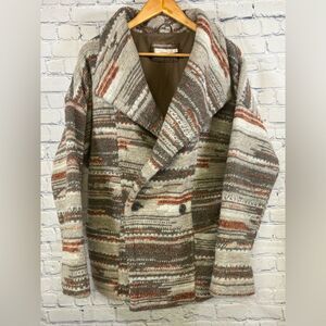 Prana Arria Wool Blend Knit Double Breasted Boho Aztec Southwest Jacket M